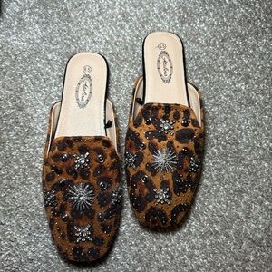 Chic Embellished Brown Mules